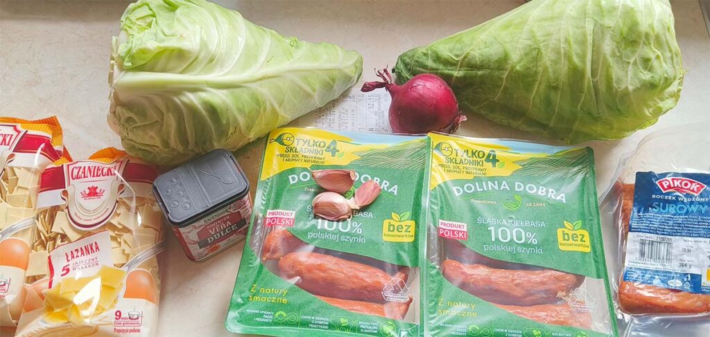 łazanki ze świeżej kapusty